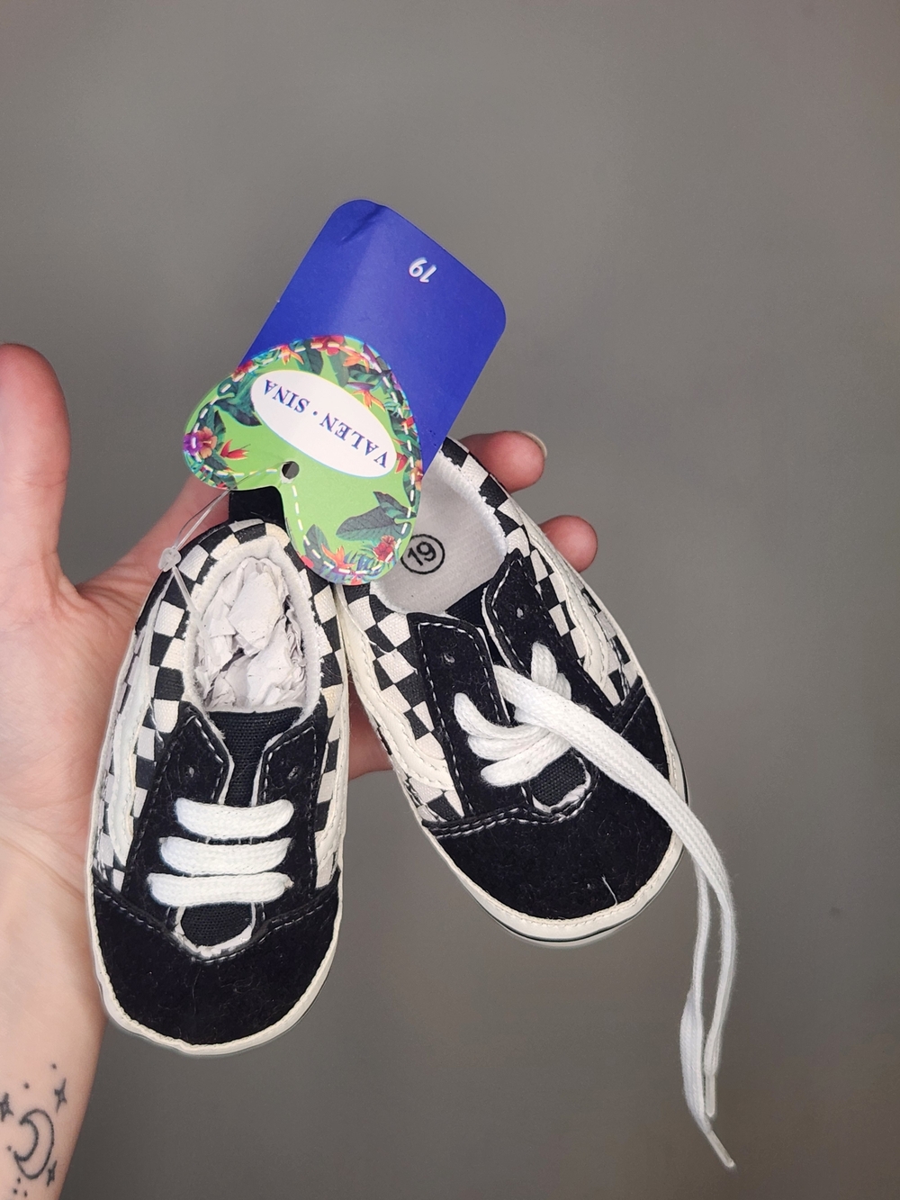 Baby Black & White Checkered Slip-On Sneakers